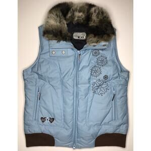 Cold As Ice Stealth Outerwear Built For Women Size S Blue Snowflake Puffer Vest